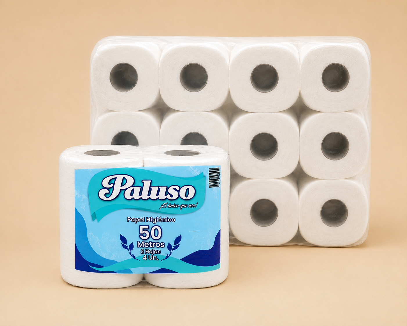 Papel higiénico 50 mts doble hoja 4 rollos